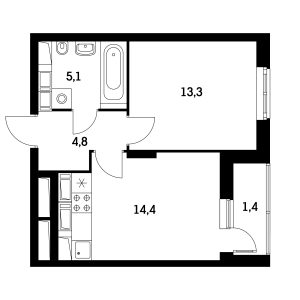 Планировка 1-комнатной квартиры в Оранж парк