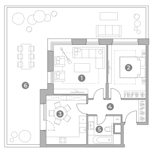 Планировка 2-комнатной квартиры в UNO.Старокоптевский