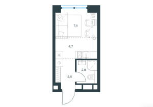 Планировка 1-комнатной квартиры в Level Причальный