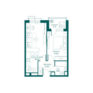 Планировка 2-комнатной квартиры в Равновесие