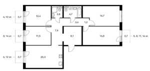 Планировка 4-комнатной квартиры в Мещерский лес - тип 1