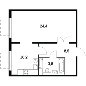 Планировка 1-комнатной квартиры в Мещерский лес