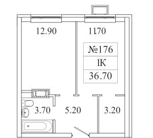 Планировка 1-комнатной квартиры в Видный Берег 2.0