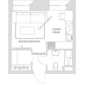 Планировка 1-комнатной квартиры в Nice-loft