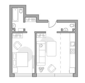 Планировка 2-комнатной квартиры в Profit