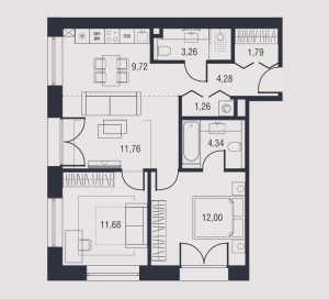 Планировка 3-комнатной квартиры в Afi Park Воронцовский