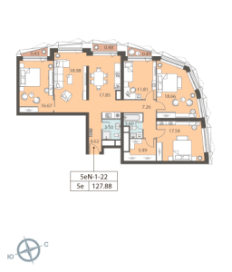 Планировка 3-комнатной квартиры в Зиларт