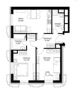 Планировка 2-комнатной квартиры в Пресня Сити