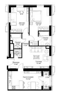 Планировка 3-комнатной квартиры в Пресня Сити