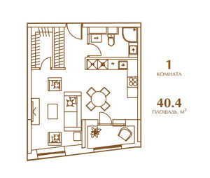 Планировка 1-комнатной квартиры в Царская площадь