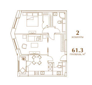 Планировка 2-комнатной квартиры в Царская площадь