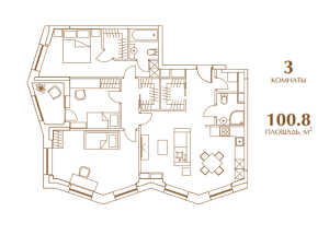 Планировка 3-комнатной квартиры в Царская площадь