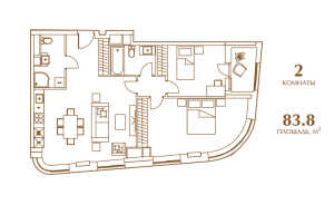Планировка двухкомнатной квартиры в Царская площадь