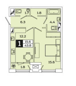 Планировка 1-комнатной квартиры в Sreda