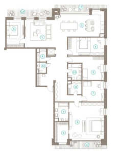 Планировка 4-комнатной квартиры в Полянка/44 - тип 1