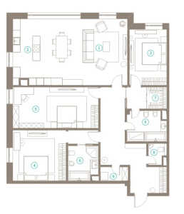 Планировка 4-комнатной квартиры в Полянка/44 - тип 2