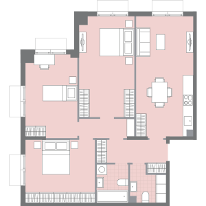 Планировка 3-комнатной квартиры в Parkside