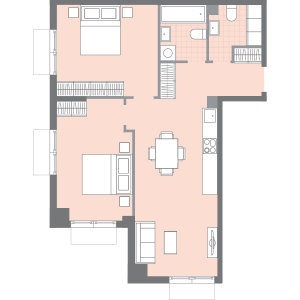 Планировка 2-комнатной квартиры в Parkside