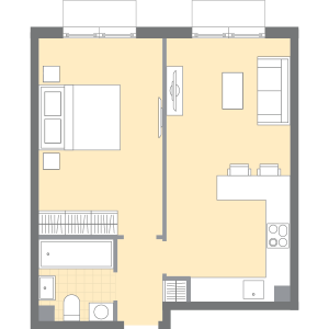 Планировка 1-комнатной квартиры в Parkside