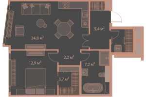 Планировка 1-комнатной квартиры в High Life