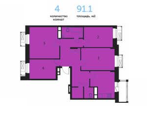 Планировка 4-комнатной квартиры в Митино О2 - тип 1