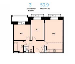 Планировка 3-комнатной квартиры в Митино О2