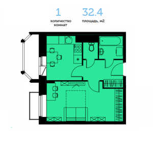 Планировка однокомнатной квартиры в Митино О2