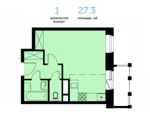Планировка 1-комнатной квартиры в Митино О2
