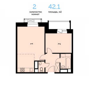 Планировка 2-комнатной квартиры в Митино О2
