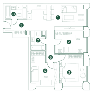 Планировка 3-комнатной квартиры в Very