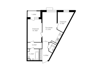 Планировка 3-комнатной квартиры в Точка отсчета