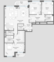 Планировка 4-комнатной квартиры в Лаврушинский - тип 1