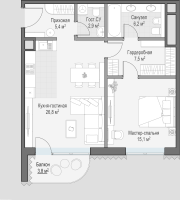 Планировка 1-комнатной квартиры в Лаврушинский