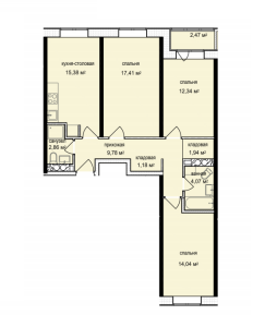 Планировка 3-комнатной квартиры в Баркли Медовая долина