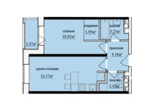 Планировка 1-комнатной квартиры в Баркли Медовая долина