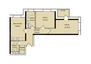 Планировка двухкомнатной квартиры в Баркли Медовая долина