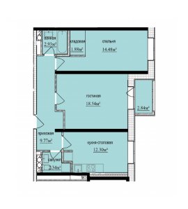 Планировка 2-комнатной квартиры в Баркли Медовая долина