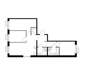 Планировка 3-комнатной квартиры в Кольская 8
