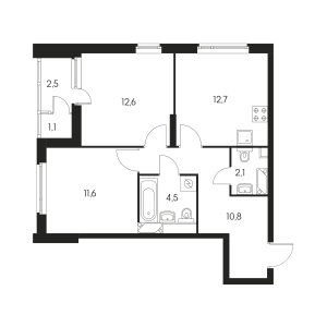 Планировка двухкомнатной квартиры в Одинцово-1