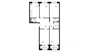 Планировка 4-комнатной квартиры в Михалковский - тип 1