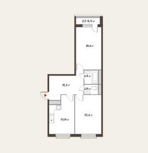 Планировка 2-комнатной квартиры в 8 кленов