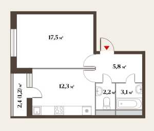 Планировка 1-комнатной квартиры в 8 кленов