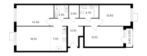 Планировка 4-комнатной квартиры в Миловидное - тип 1