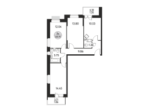 Планировка 3-комнатной квартиры в Дом на Сиреневой