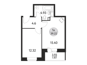 Планировка 1-комнатной квартиры в Дом на Сиреневой