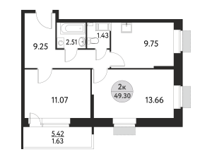 Планировка 2-комнатной квартиры в Дом на Сиреневой