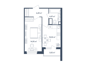 Планировка 1-комнатной квартиры в Светлый мир БиоПолис