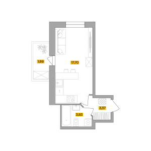 Планировка 1-комнатной квартиры в Радость