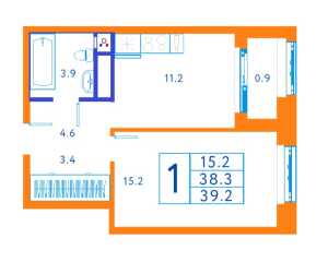 Планировка 1-комнатной квартиры в Атлантис