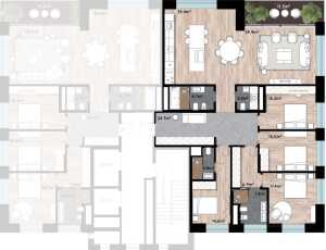 Планировка 4-комнатной квартиры в Woods - тип 1